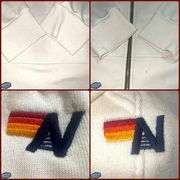 Aviator Nation Heart Stitch Hoodie Sweatpants Set Vintage White Lounge Cali Vibe - Picture 4 of 16